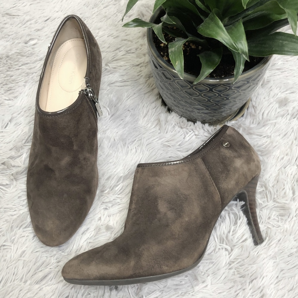 Calvin Klein  Brown Suede Short Bootie Size - 7